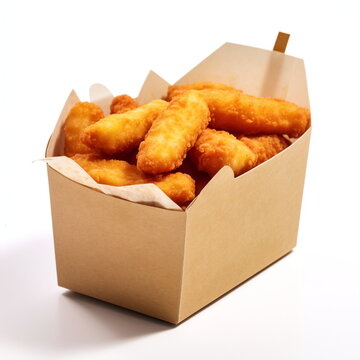 Fried chicken nuggets. Isolated in white background