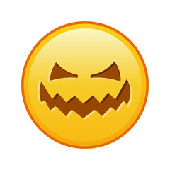 Fototapeta premium Scary halloween face Large size of yellow emoji smile