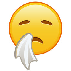 Sneezing face Large size of yellow emoji smile