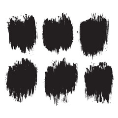 Grunge black color brush stroke background set