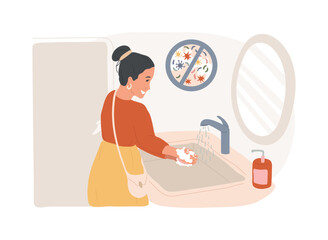 Wash your hands isolated concept vector illustration. Prevent virus spread, coronavirus exposure risk, hand sanitizer, personal hygiene, bacterial contamination, do your part vector concept.