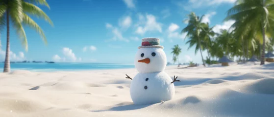 Foto op Canvas snowman in the tropic winter holiday concept © DanteVeiil