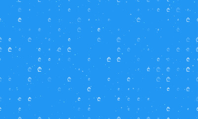 Seamless background pattern of evenly spaced white lary symbols of different sizes and opacity. Vector illustration on blue background with stars