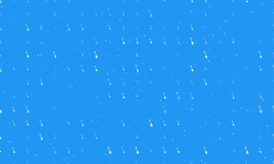 Seamless background pattern of evenly spaced white shovel symbols of different sizes and opacity. Vector illustration on blue background with stars
