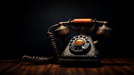 An old-fashioned telephone with a rotary dial