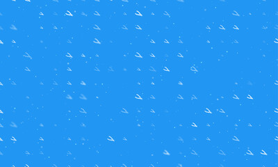 Seamless background pattern of evenly spaced white pliers symbols of different sizes and opacity. Vector illustration on blue background with stars