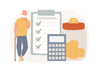 Retirement preparation isolated concept vector illustration. Retirement saving planning, financial savings of retirees, pension psychological preparation, get ready for resign vector concept.