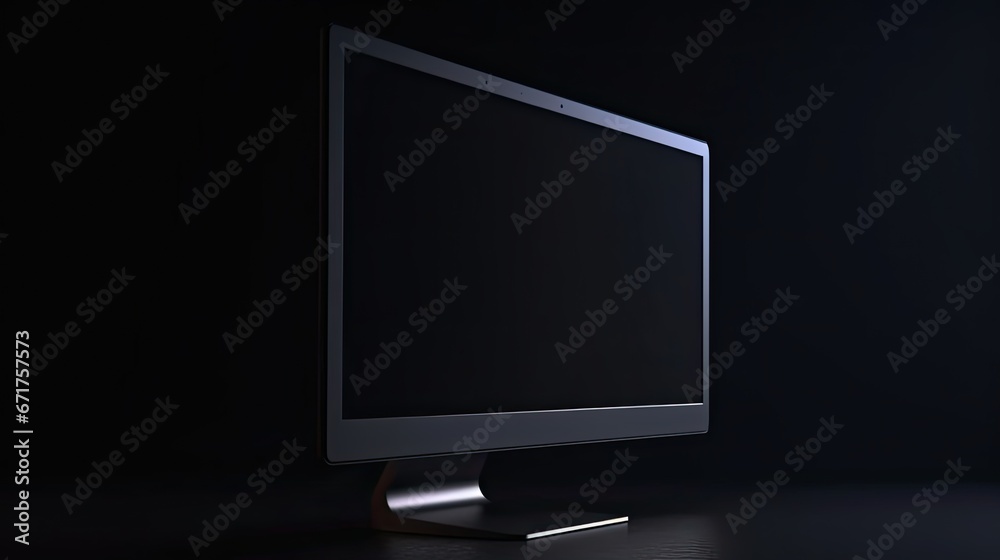 Aufkleber Computer monitor 3D model with a blank screen, Realistic 3D computer monitor screen