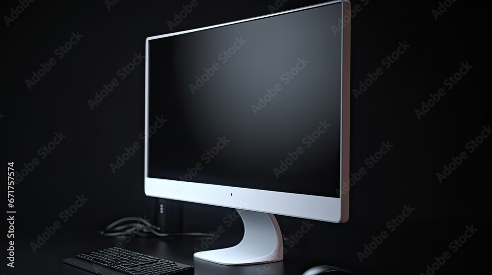 Aufkleber Computer monitor 3D model with a blank screen, Realistic 3D computer monitor screen