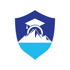 Mountain education logo design icon template. Mountain education cap logo design inspiration. - obrazy, fototapety, plakaty