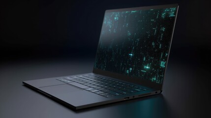 Laptop blank screen mockup with realistic textures and lighting, 3D model of laptop screen
