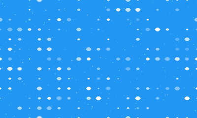 Seamless background pattern of evenly spaced white lemon symbols of different sizes and opacity. Vector illustration on blue background with stars
