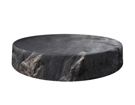 empty black rock round podium, modern pedestal and platform, stand stages, cylinders, round empty stages, and podium stairs, 3D template for product presentations and awards.