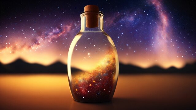 AI generated illustration of a glass jar filled with glowing sars