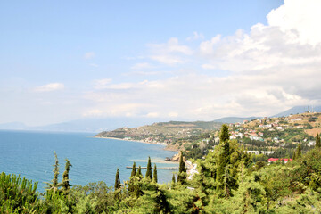 Fototapeta premium Mountain landscape. View of the valley and mountains in Crimea
