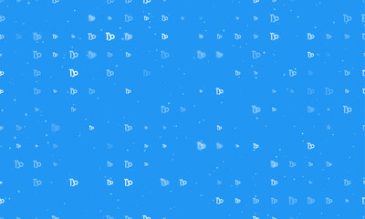 Seamless background pattern of evenly spaced white zodiac capricorn symbols of different sizes and opacity. Vector illustration on blue background with stars