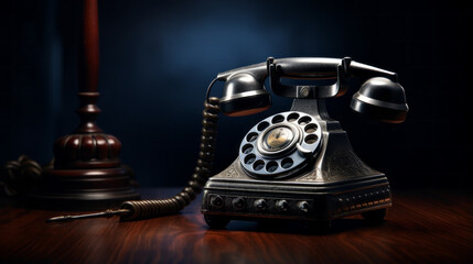 An old-fashioned telephone with a rotary dial