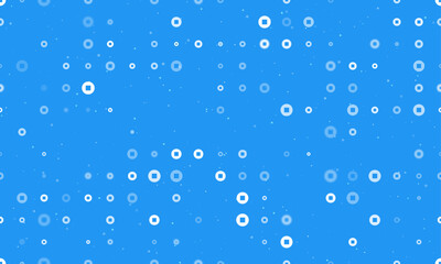 Seamless background pattern of evenly spaced white stop media symbols of different sizes and opacity. Vector illustration on blue background with stars