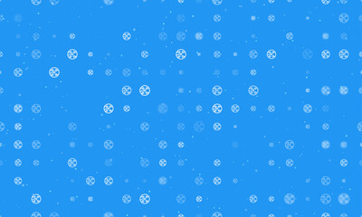 Seamless background pattern of evenly spaced white electrical board symbols of different sizes and opacity. Vector illustration on blue background with stars