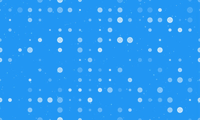 Seamless background pattern of evenly spaced white optic cable symbols of different sizes and opacity. Vector illustration on blue background with stars