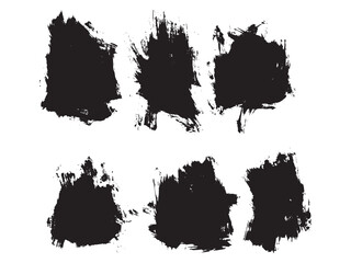 Vector black texture paint ink brush stroke collection