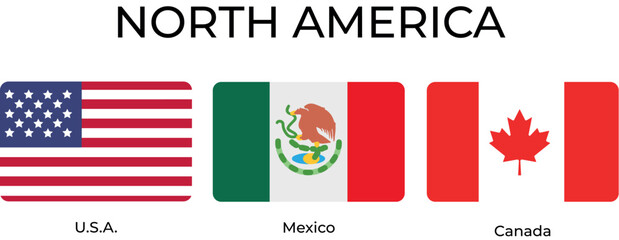 North America Flags Banderas