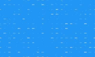 Seamless background pattern of evenly spaced white 200 percent symbols of different sizes and opacity. Vector illustration on blue background with stars