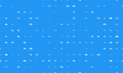 Seamless background pattern of evenly spaced white playing cards symbols of different sizes and opacity. Vector illustration on blue background with stars