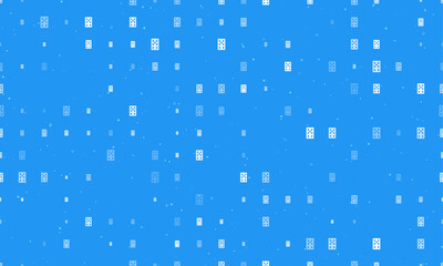 Seamless background pattern of evenly spaced white seven of diamonds playing cards of different sizes and opacity. Vector illustration on blue background with stars