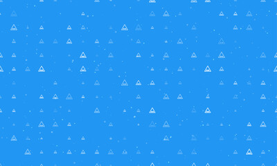 Seamless background pattern of evenly spaced white rough road signs of different sizes and opacity. Vector illustration on blue background with stars