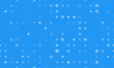 Seamless background pattern of evenly spaced white truck traffic signs of different sizes and opacity. Vector illustration on blue background with stars