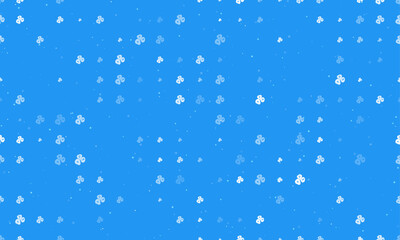 Seamless background pattern of evenly spaced white divination stones symbols of different sizes and opacity. Vector illustration on blue background with stars