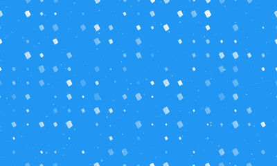 Seamless background pattern of evenly spaced white magic book symbols of different sizes and opacity. Vector illustration on blue background with stars