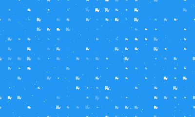 Seamless background pattern of evenly spaced white rhinoceros head symbols of different sizes and opacity. Vector illustration on blue background with stars