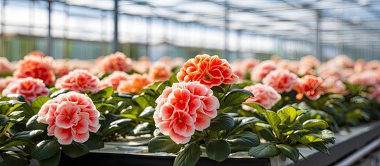 The floriculture industry utilizes modern greenhouses to grow flowers