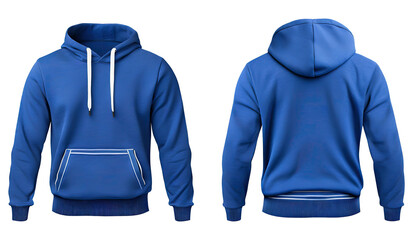 blue hoodie jacket mock up isolated on white background. 3d rendering, 3d illustration. - obrazy, fototapety, plakaty