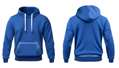 Fotobehang blue hoodie jacket mock up isolated on white background. 3d rendering, 3d illustration. © Transparent png