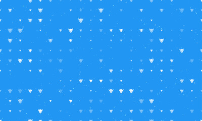 Seamless background pattern of evenly spaced white buffalo heads of different sizes and opacity. Vector illustration on blue background with stars