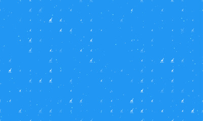 Seamless background pattern of evenly spaced white wild giraffe symbols of different sizes and opacity. Vector illustration on blue background with stars
