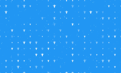 Seamless background pattern of evenly spaced white giraffe head symbols of different sizes and opacity. Vector illustration on blue background with stars