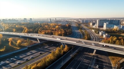 Transportation and road, Aerial view of the city overpass.