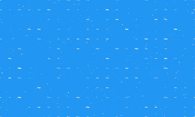 Seamless background pattern of evenly spaced white tilde symbols of different sizes and opacity. Vector illustration on blue background with stars