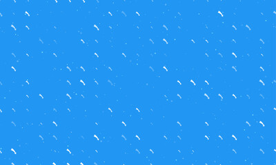 Seamless background pattern of evenly spaced white down arrows of different sizes and opacity. Vector illustration on blue background with stars