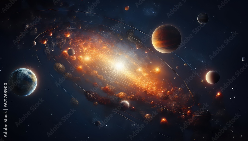 Canvas Prints solar system in milky way show planets orbiting
