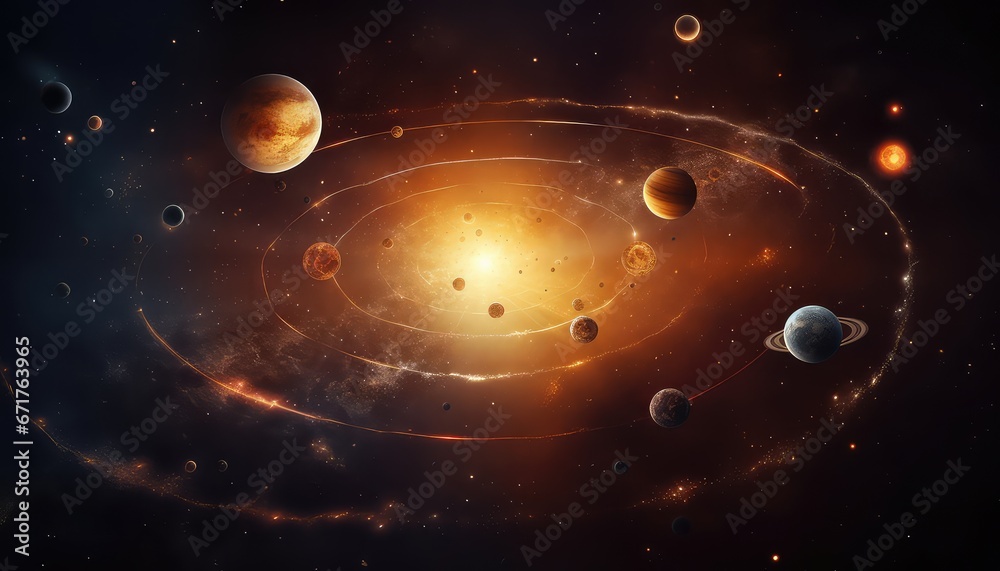Canvas Prints solar system in milky way show planets orbiting