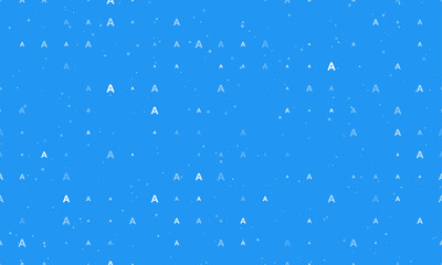 Seamless background pattern of evenly spaced white capital letter A symbols of different sizes and opacity. Vector illustration on blue background with stars