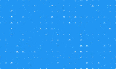 Seamless background pattern of evenly spaced white wild camel symbols of different sizes and opacity. Vector illustration on blue background with stars