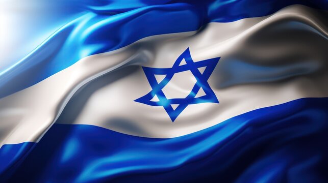 close up waving flag of Israel. flag symbols of Israe