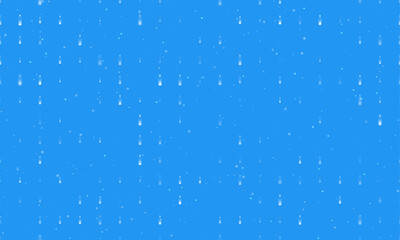 Seamless background pattern of evenly spaced white the world in a bottle symbols of different sizes and opacity. Vector illustration on blue background with stars