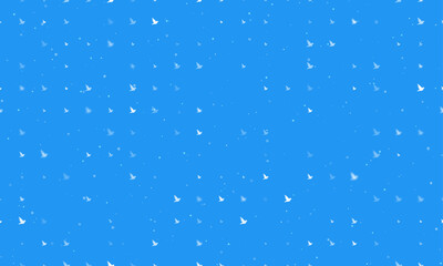 Seamless background pattern of evenly spaced white bird symbols of different sizes and opacity. Vector illustration on blue background with stars